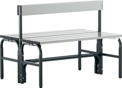 Sypro Umkleidebank aus Stahlrohr und Aluminium mit Rückenteil, Breite: 101,5 cm, anthrazit und lichtgrau - Bild 1