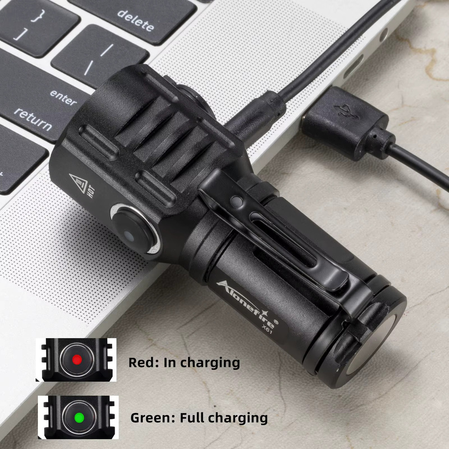 Alonefire Mini LED Taschenlampe mit Magnet und Typ-C Akku, Schwarz, Kaltweiß 6000K - Bild 4