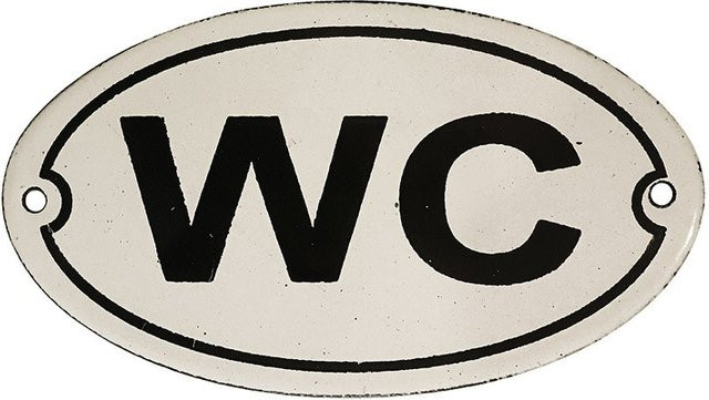 Ovales WC Türschild aus Metall in Weiß im Nostalgie-Design, Breite: 13,5 cm, Höhe: 7,5 cm - Bild 1