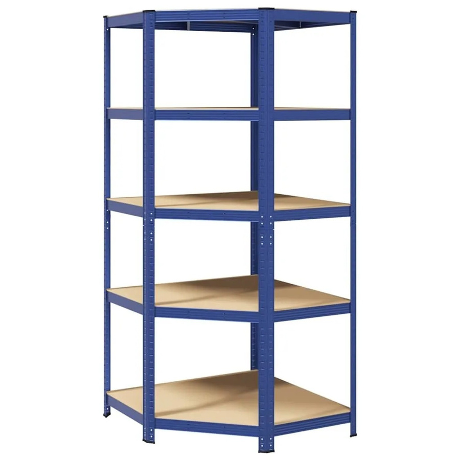 vidaXL Eckregal mit 5 verstellbaren Böden in Blau aus Stahl und Holzwerkstoff, H 198 cm x B 90 cm x T 90 cm - Bild 2