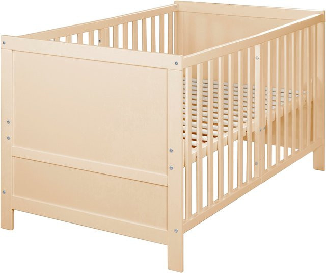 Roba Kombi-Kinderbett Easy Sleep aus Massivholz mit Matratze, Farbe: Braun, B/T/H: 140 x 70 x 78 cm - Bild 1