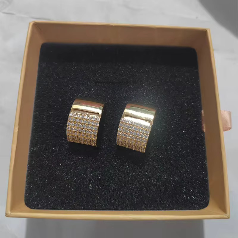 LISHAYUNXI Ohrringe, Messing, Zirkonia, Gold, Vintage, Unisex - Bild 3