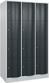 C+P Schließfachschrank Resisto mit 3 Abteilen und 12 Fächern, Stahl, Lichtgrau/Anthrazitgrau, B/T/H: 114,8 x 64,0 x 195,0 cm - Bild 1