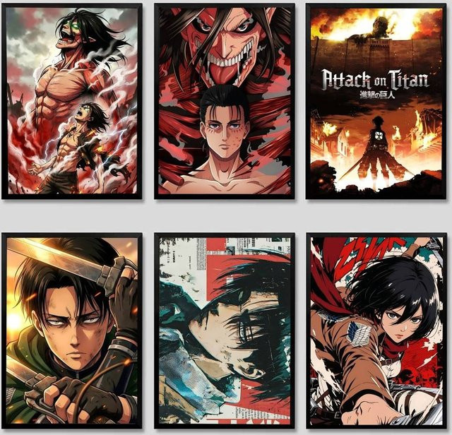 KAYOU Anime Attack On Titan Poster, selbstklebender wasserfester Papieraufkleber, mehrfarbig, rechteckig - Bild 1
