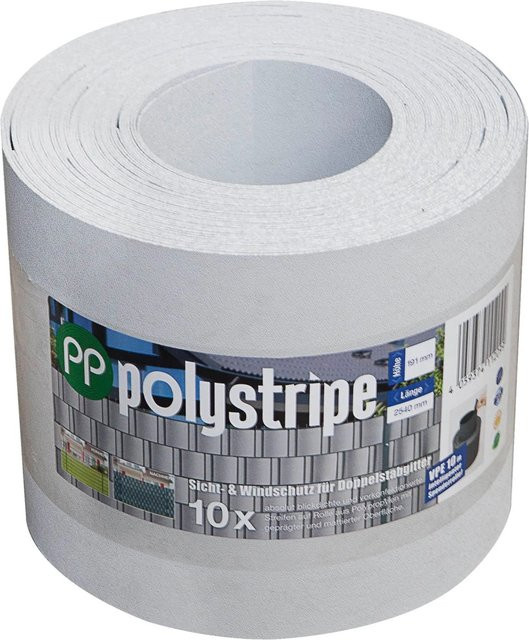 Deutsche Zauntechnik Sichtschutzstreifen Polystripe aus Polypropylen, Grau, B: 253 cm, L: 30 m - Bild 1