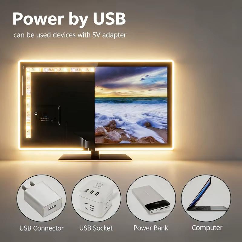 Shine-Tale USB LED-Lichtstreifen mit Handbewegungssensor und Dimmer, Warmweiß, ideal für TV-Hintergrundbeleuchtung, Küchen-Unterbauleuchte und Spiegelbeleuchtung - Bild 3