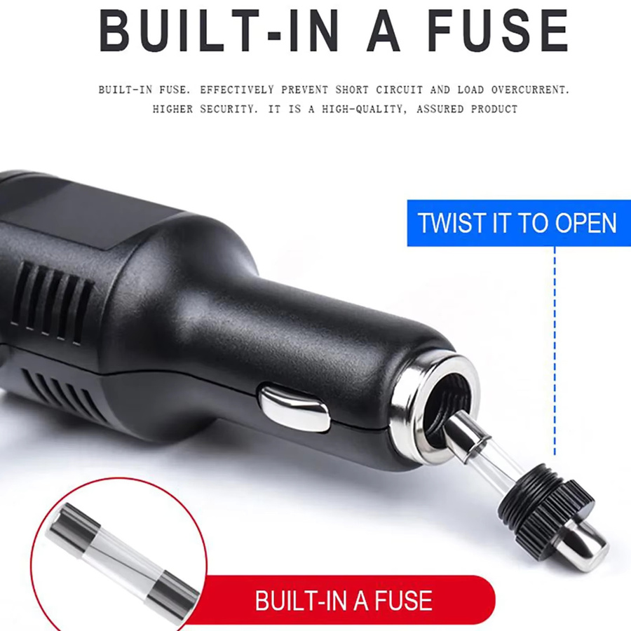 QXNY USB-Zigarettenanzünder-Adapter mit USB-C Anschluss für 12 V und 24 V, Netzteil für DashCam, GPS, DVR, Telefon und Tablet, Schwarz - Bild 5