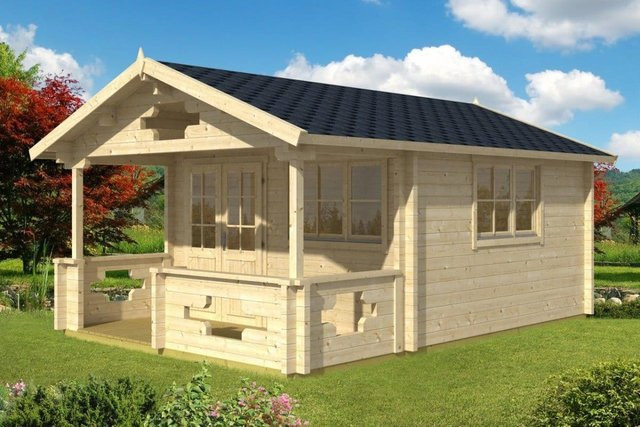 Gartenhaus Sommerland A mit Veranda und Terrassenüberdachung B/T/H: 5 x 4 x 2,5 m (Beispielmaß zur Veranschaulichung der Struktur, falls im Originaltext vorhanden) - Bild 1