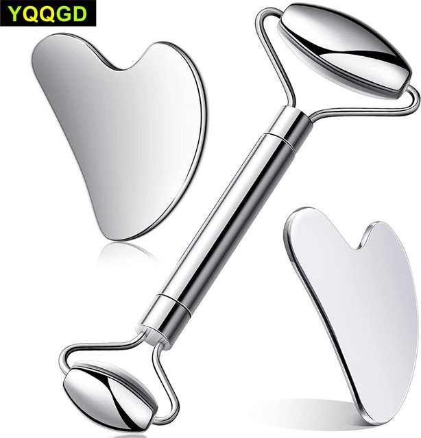 YQQGD Gesichtsroller und Gua Sha-Set aus Edelstahl, Unisex - Bild 1