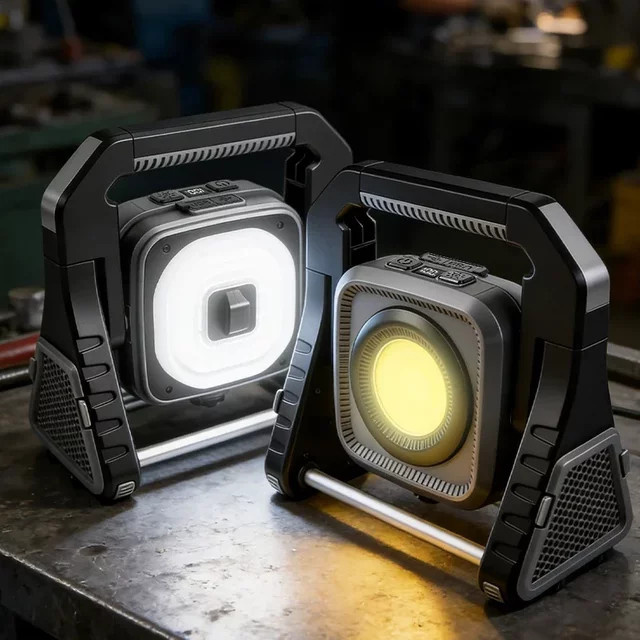 JIASHUAIXIN LED Multifunktions-Flutlichtstrahler für den Außenbereich, wasserdicht, wiederaufladbar, Farbe: Schwarz - Bild 1