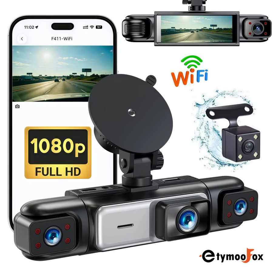 Etymoofox 4-Kanal WLAN-Dashcam in Schwarz mit 360° DVR-Funktion, APP-Steuerung, 24H Parkmodus und IR-Nachtsicht - Bild 6