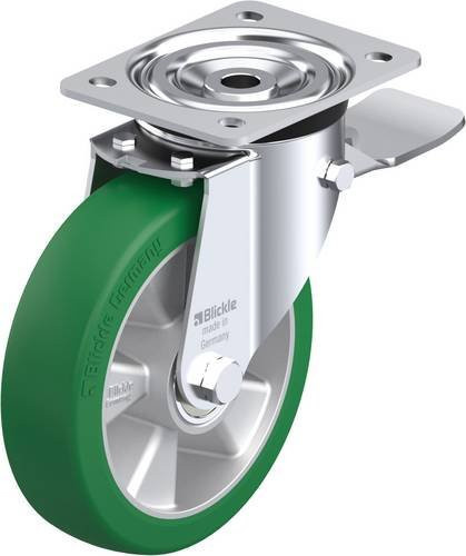 Blickle L-ALST 180K-ST Lenkrolle mit Feststeller in Silber und Grün, Rad-Durchmesser: 180 mm, Tragfähigkeit: 400 kg - Bild 1