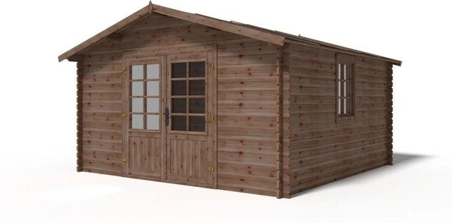 Altanka Gartenhaus Gerätehaus aus Fichte in Braun, B/T: 3.9 x 3.9 m, Höhe: 2.45 m, 34 mm Wandstärke, Satteldach - Bild 1