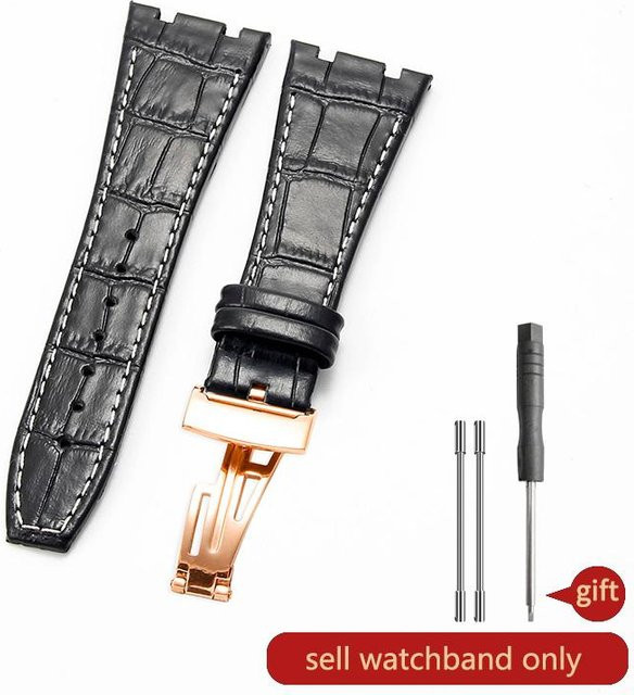AP Audemars Piguet Uhrenarmband, Rindsleder, Edelstahl, Herren, 26 mm, grau - Bild 1