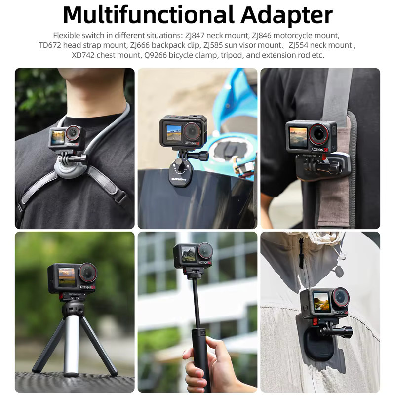 Faltbare magnetische Adapterhalterung für DJI OSMO 360, Action 5 Pro, 4 und 3 in Schwarz – Schnellverschluss-Halterung für Kamera-Stative und Selfie-Sticks - Bild 6