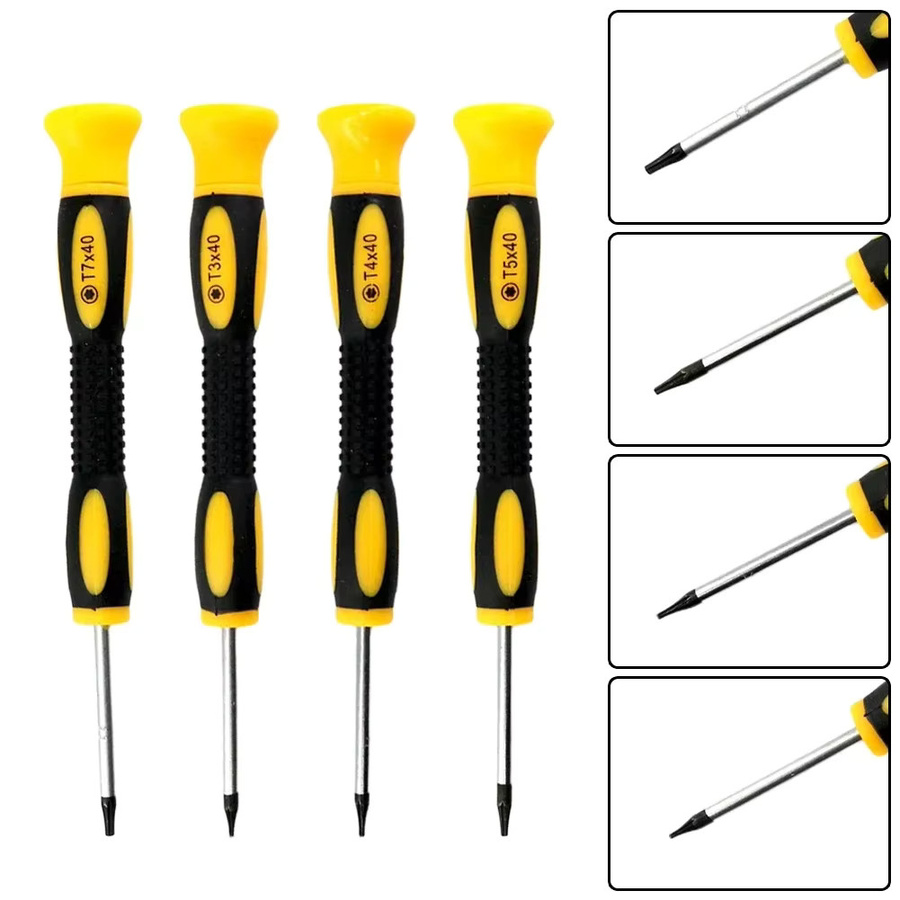 Alikote Torx-Schraubendreher Set in Gelb für die Reparatur von Spielkonsolen wie PS3 und PS4, Größen T3 bis T10 - Bild 1
