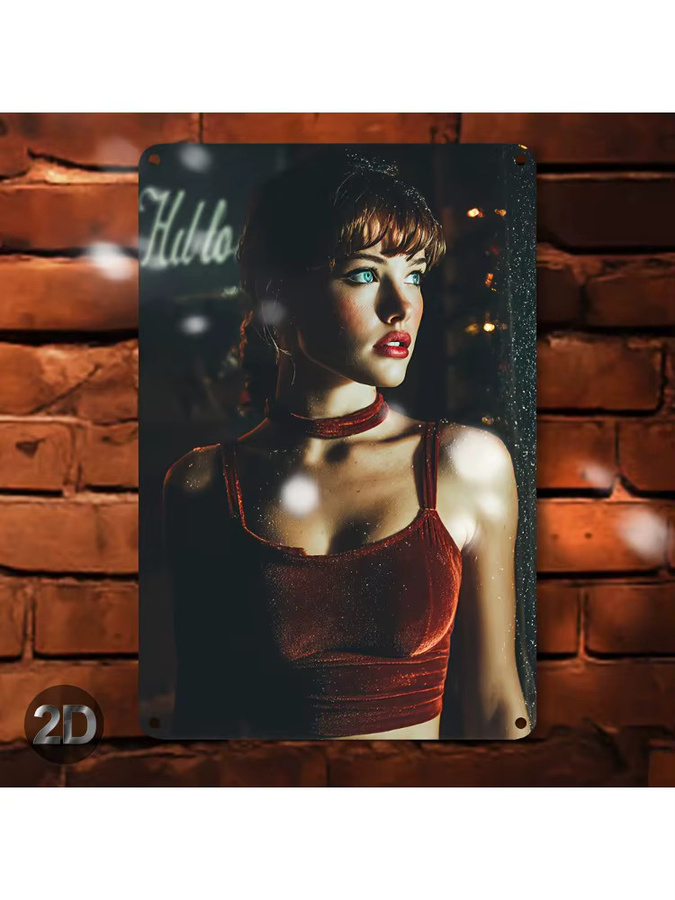 CIFBUY Retro Metall-Wandkunst-Schild Hello in Rot und Schwarz, Vintage Eisen-Dekorplatte für Zuhause und Büro, Breite: 20,32 cm, Höhe: 20,32 cm - Bild 4