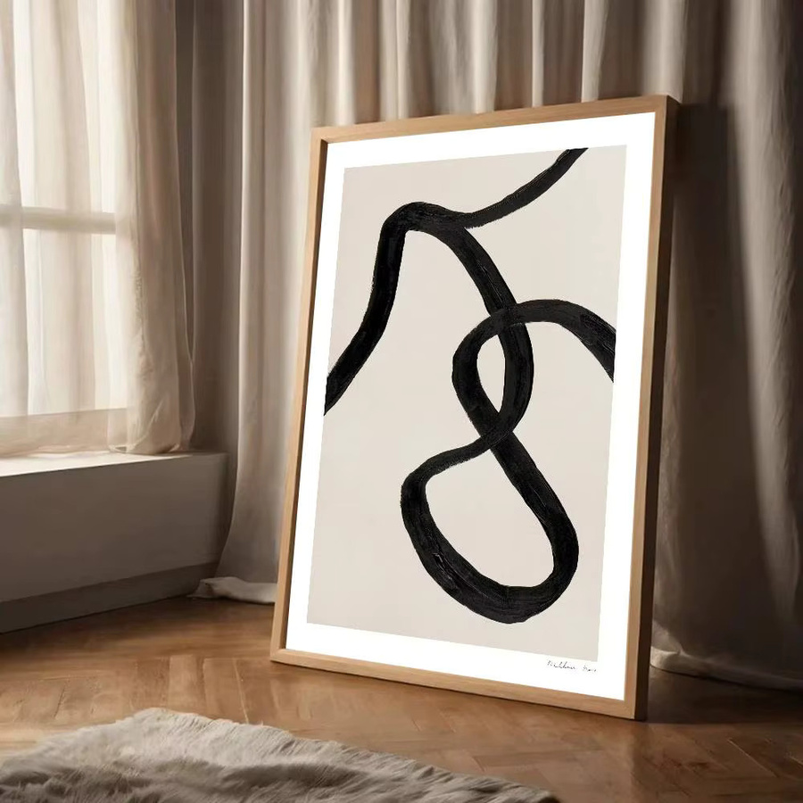 Kayou Wanddekoration Abstrakte Linien Poster Selbstklebender Papieraufkleber Minimalistisches Design in Schwarz, B/H: 10 x 15 cm - Bild 2