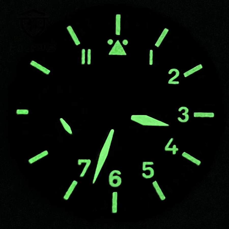 RICHUS Zifferblatt, 39 mm, grün leuchtend, für ETA6497 ST3600, Unisex - Bild 2