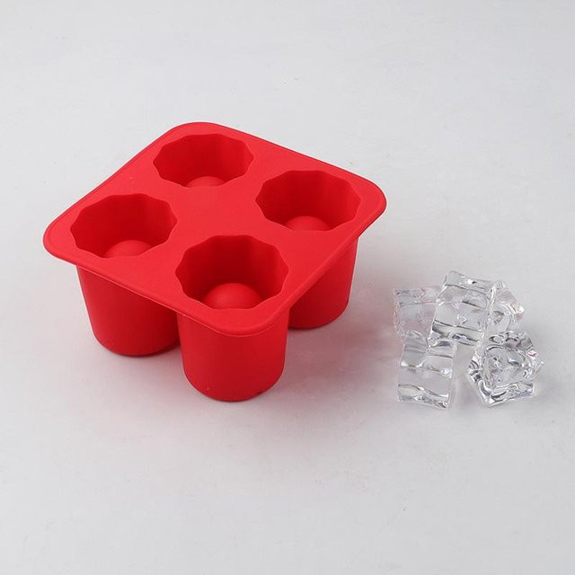 Yiran Furniture Silikon-Eiswürfelform in Rot mit vier runden Löchern für Whiskey und Bier - Bild 1