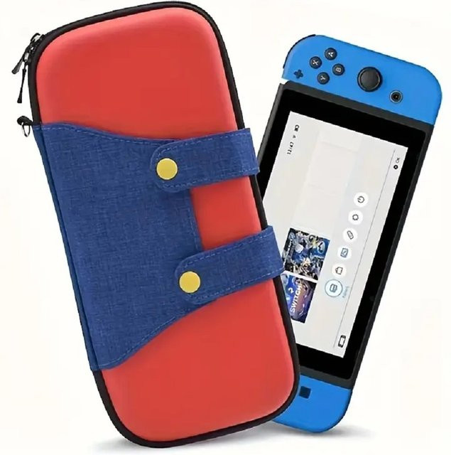 Nintendo Switch OLED Schutzhülle in Rot mit 10 Spielkartenhaltern und Reise-Aufbewahrungstasche - Bild 1