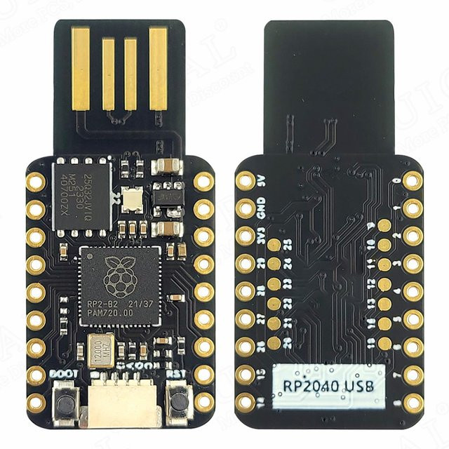 Mini USB RP2040 Entwicklungsboard-Modul für Raspberry Pi mit Dual Core und 4 MB Speicher in Schwarz mit USB-C Anschluss - Bild 1