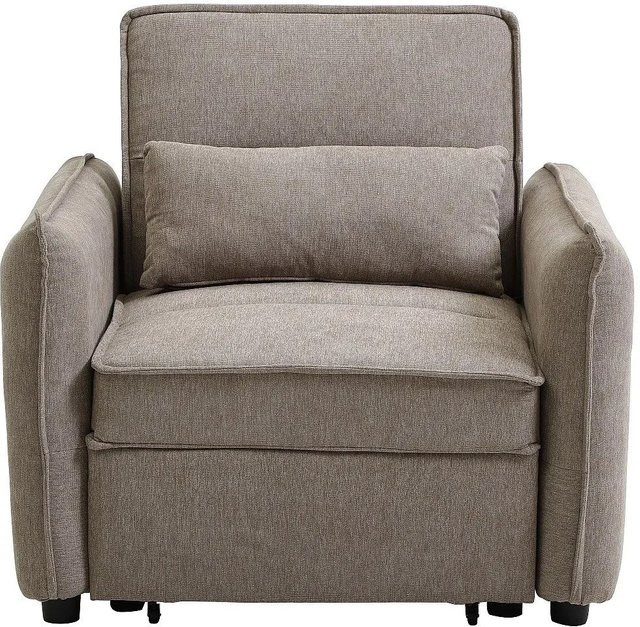 Schlafsessel Fenora in Taupe aus Stoff mit Armlehnen, Breite: 93 cm - Bild 1