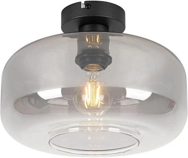 QAZQA Art Deco Deckenlampe in Schwarz mit Rauchglas und E27 Fassung - Bild 1
