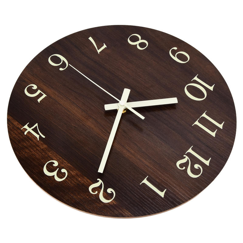 TOMTOP JMS Wanduhr aus Holz im Retro-Stil mit leuchtendem 3D-Design und geräuschlosem Quarzwerk in Braun - Bild 5