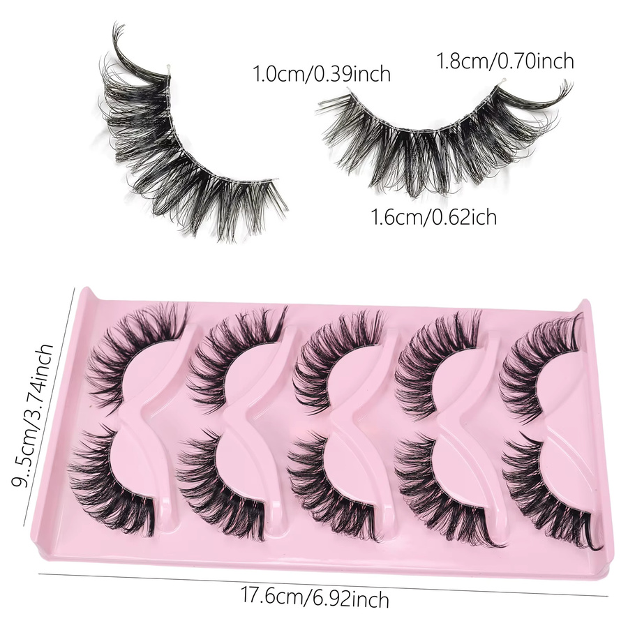 JIEFUXIN Kunstwimpern Cat-Eye, Black, 5 Paar, Natürlich - Bild 3