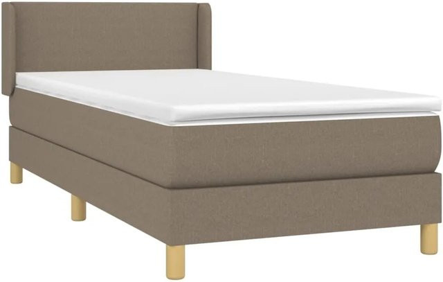 vidaXL Boxspringbett mit Matratze Hybrid-System aus Stoff in Taupe, Weiß und Beige, B/T/H: 80 x 200 x 78 cm - Bild 1