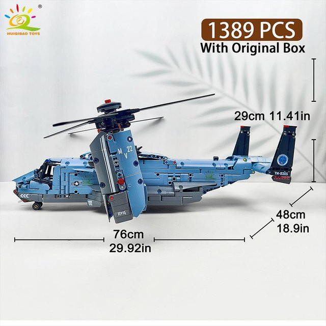 HUIQIBAO V-22 Tiltrotor Flugzeug Hubschrauber, Baustein, 1389 Teile, ab 14 Jahre - Bild 1