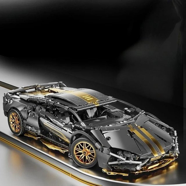 Technic Sportwagen Bausteine, Rennwagenmodell, Schwarzgold, ab 6 Jahren - Bild 1