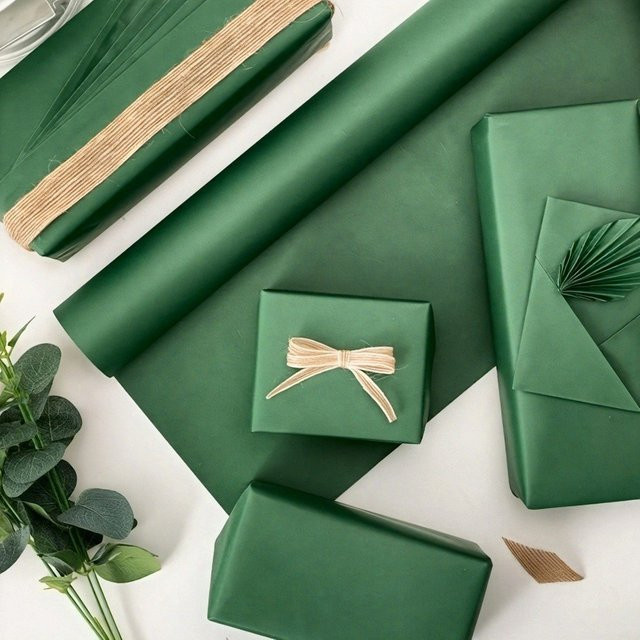 Grünes Bastelpapier als Rolle für Kunst, Verpackungen und Blumensträuße, mattes Kraftpapier - Bild 1