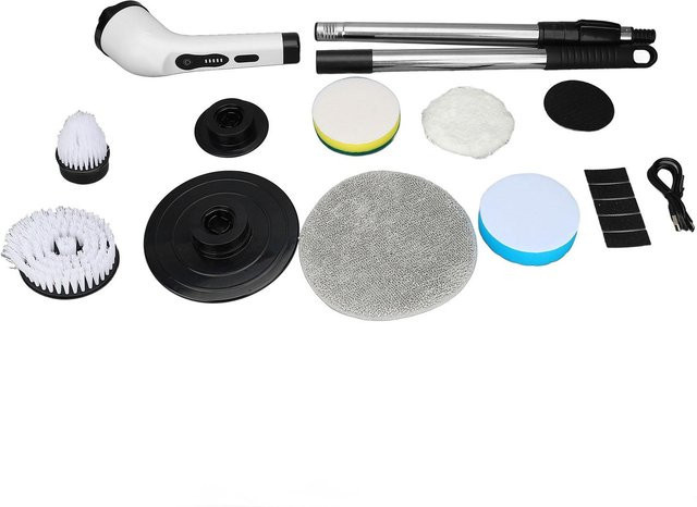 KONNWEI Elektrischer Spin Scrubber mit ausziehbarem Griff, Multifunktional, Kabellos und Wiederaufladbar, Schwarz - Bild 1
