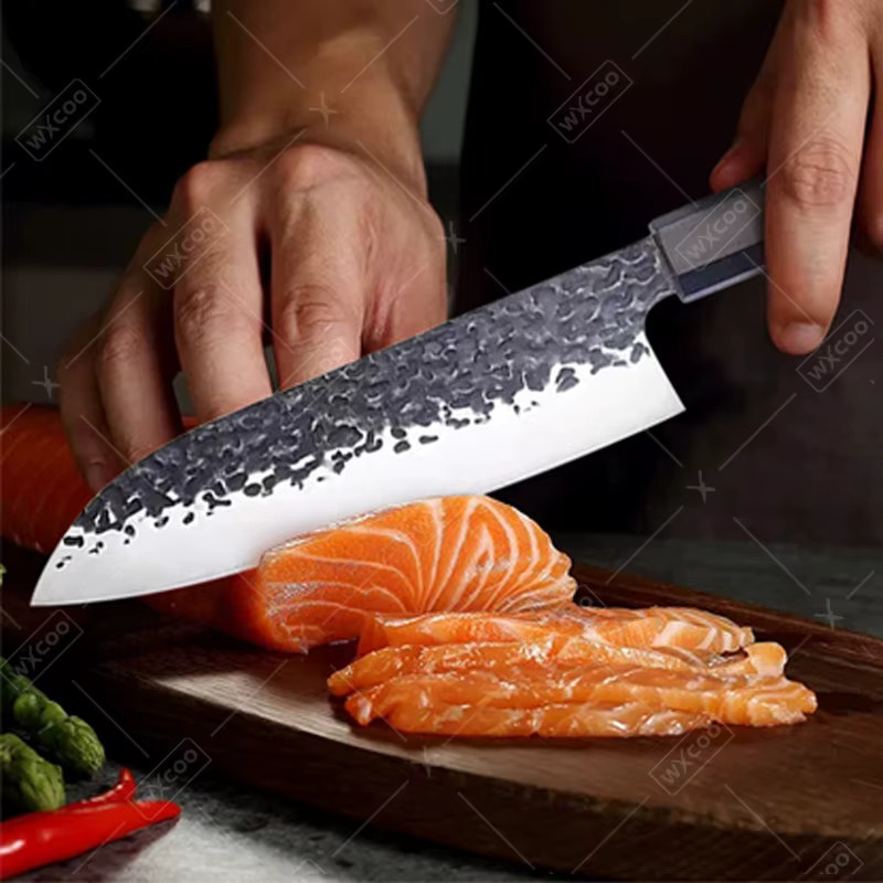 WXCOO Handgeschmiedetes Entbeiner-Messer aus Hochkarbon-Stahl mit Rosenholzgriff in Silber - Bild 2