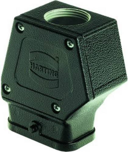 HARTING Han Q Tüllengehäuse mit PE-Klemmstelle, Farbe Schwarz, 1xM25 gerader Kabelabgang, für 1 Bügel, Zinkdruckguss - Bild 1