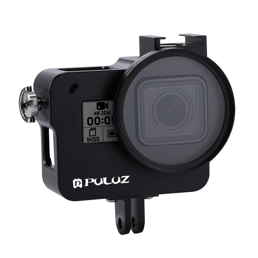 PULUZ CNC-Aluminiumlegierung Gehäuse mit 52mm UV-Objektiv für GoPro HERO (2018), HERO7 Black, HERO6 und HERO5 in Schwarz - Bild 2