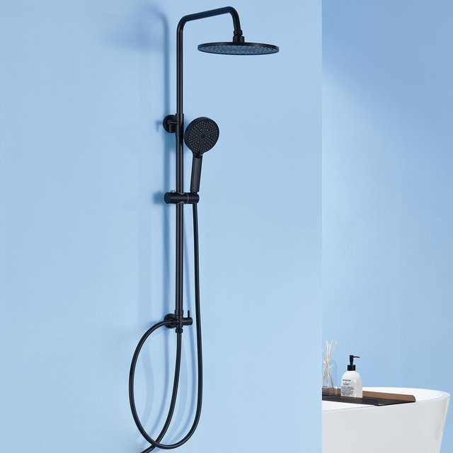 CECIPA max Verstellbare Duschsäule zur Wandmontage mit 25 cm Duschkopf und 4 Handbrausen in Matt Schwarz - Bild 1