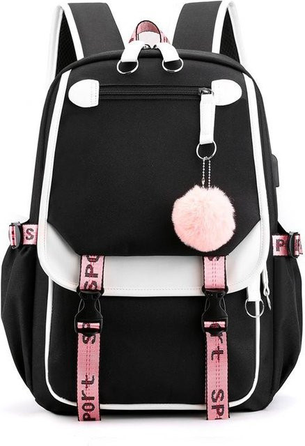 3-teiliges Schulrucksack-Set für Schüler in Schwarz aus Oxford-Stoff mit großem Fassungsvermögen und Federmäppchen - Bild 1