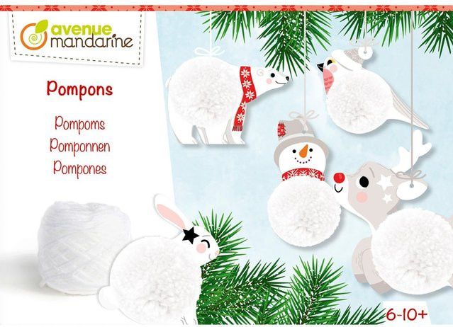 Avenue Mandarine Kreativ-Box Pompon Weihnachtsanhänger in Weiß für Kinder ab 6 Jahren - Bild 1
