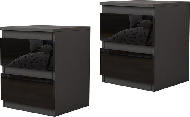 HTI-Living Nachtschrank Kenji 2er-Set in Hochglanz Design für dein Schlafzimmer - Bild 1