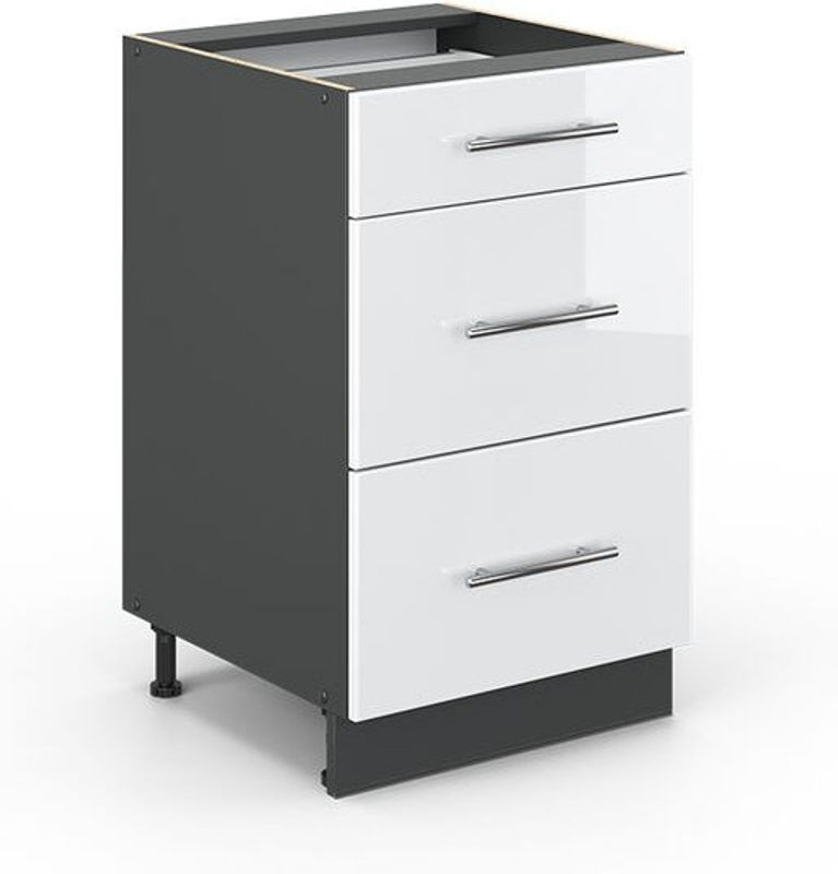 Vicco Küchenunterschrank Fame-line Weiß Hochglanz aus Holzwerkstoff Breite: 50 cm, Höhe: 82 cm, Tiefe: 51,6 cm - Bild 1