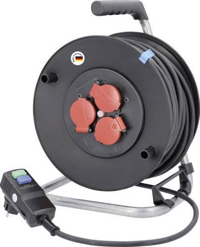 AS Schwabe Kabeltrommel 40m Schwarz mit Schutzkontakt-Stecker - Bild 1