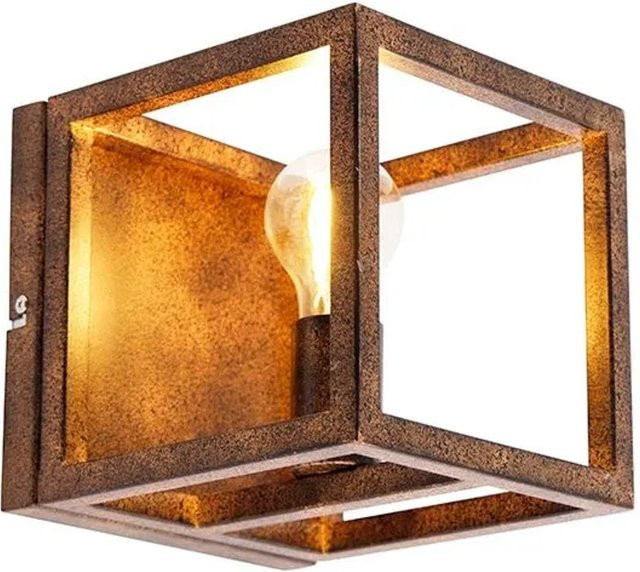 QAZQA Industrielle Wandleuchte in Rostbraun mit Käfig-Design, dimmbar, E27, für Zuhause und Büro - Bild 1
