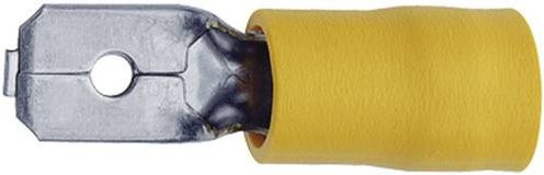 Klauke 850 Flachstecker Gelb, Steckbreite: 6,3 mm, Steckdicke: 0,8 mm, 180° Teilisoliert - Bild 1