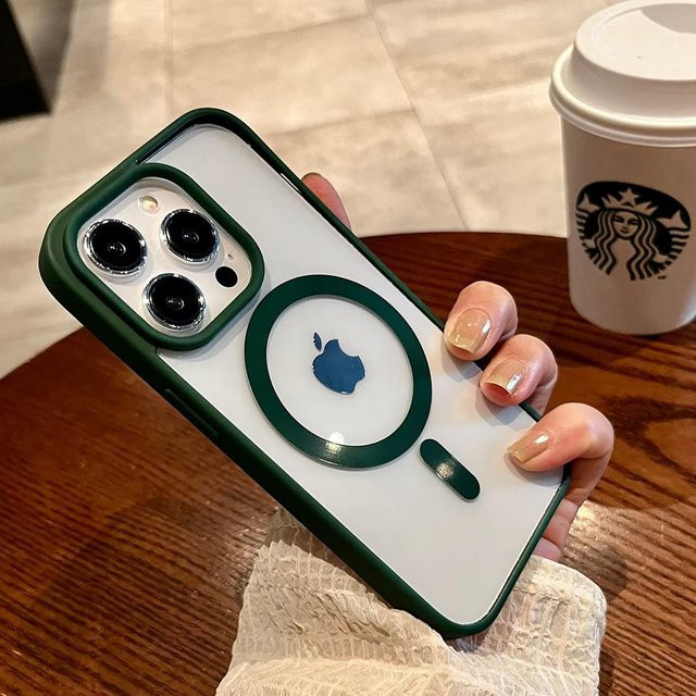 Transparente MagSafe Schutzhülle für Apple iPhone 15 14 13 12 11 Pro XR XS Max stoßfest und magnetisch, Farbe: Schwarz - Bild 1