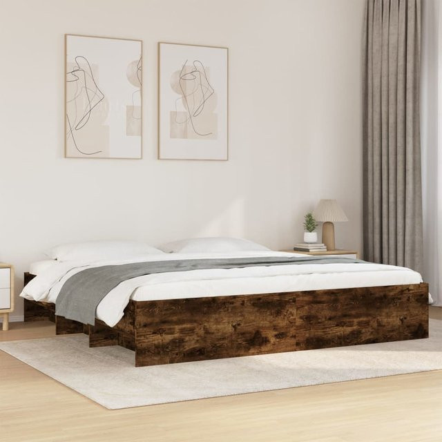 vidaXL Bettgestell aus Holzwerkstoff in Räuchereiche, Farbe Braun, B/T/H: 180 x 200 x 183 cm - Bild 3