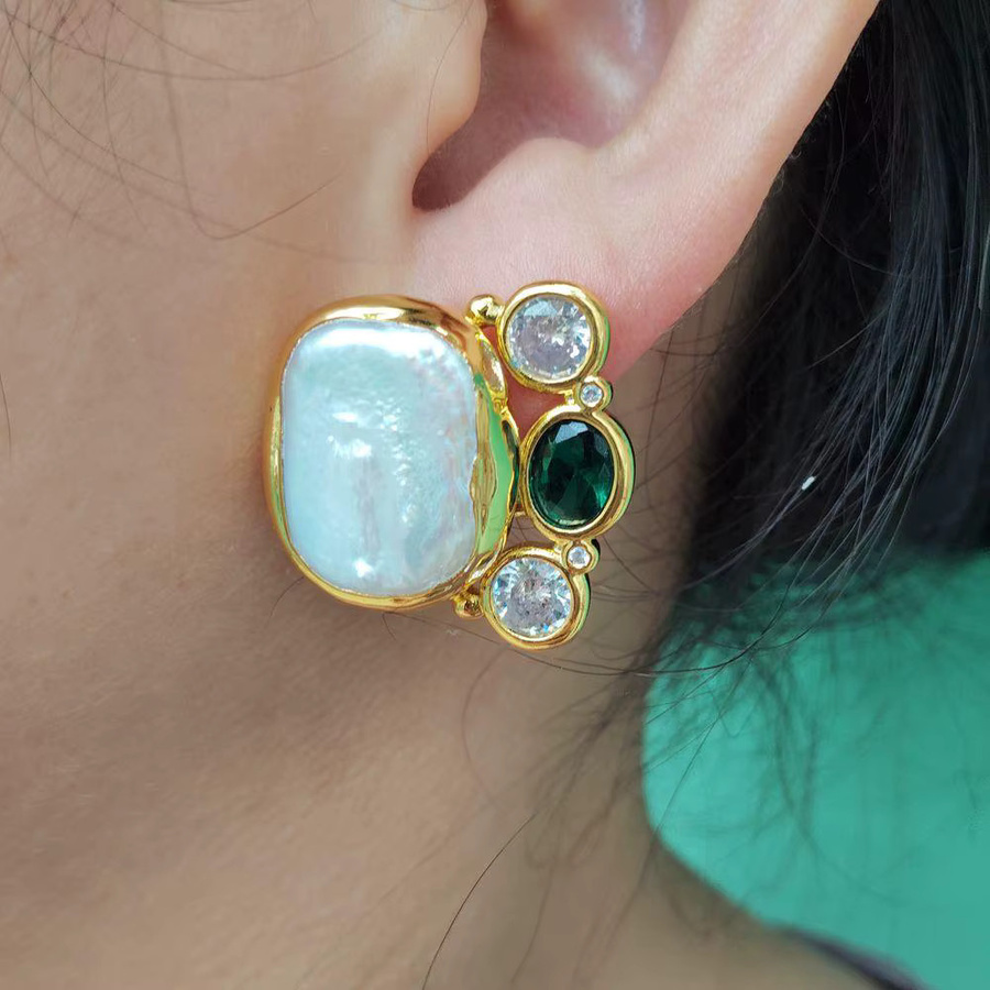 Ohrstecker SETTIMANA, Perle, Zirkonia, Gold, Unisex - Bild 3