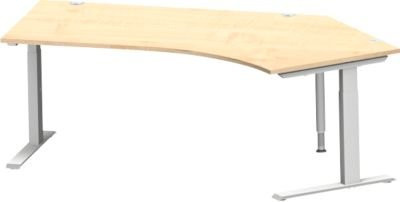 Schäfer Shop Genius Winkelschreibtisch MODENA FLEX 135 Grad, Ansatz rechts, C-Fuß-Rechteckrohr, Breite: 216,5 cm, Farbe: Ahorn/Weiß - Bild 1